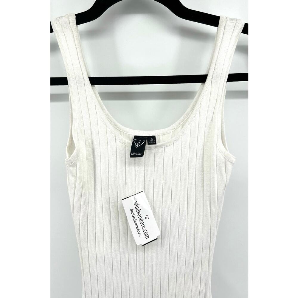 NWT Windsor Ribbed Knit Halter Midi Dress Size S White Vacation Resortwear - Picture 4 of 11